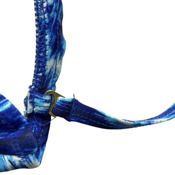 Jessica Simpson Womens Bikini Swim Top Blue Flouce Overlay Size Medium - Picture 6 of 10